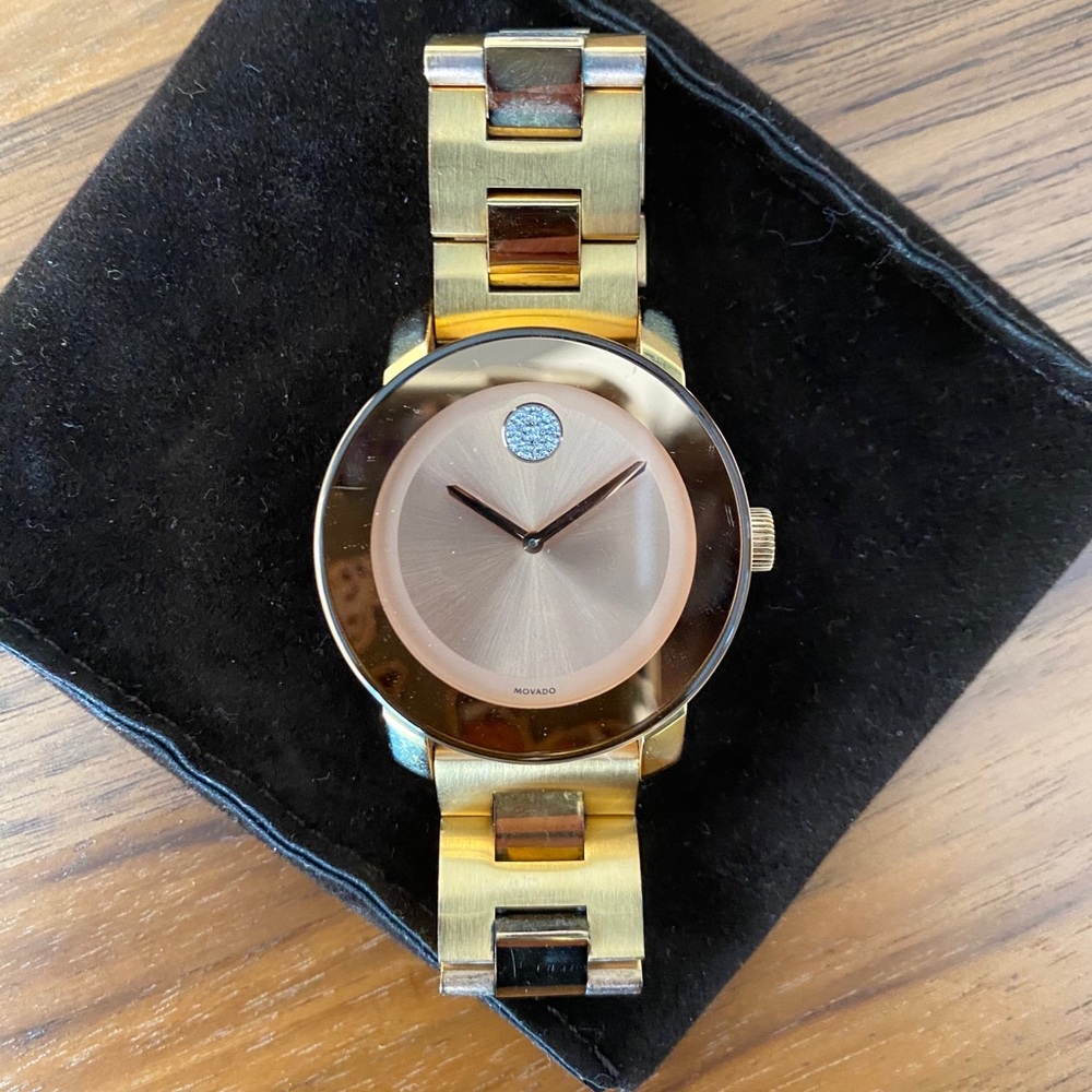 Movado rose gold with pave dismonds